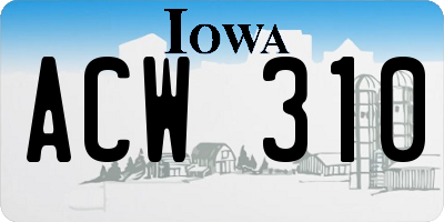 IA license plate ACW310