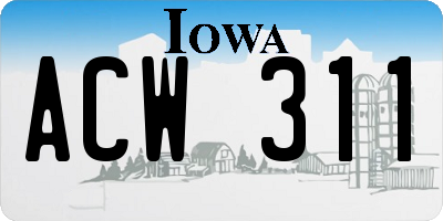 IA license plate ACW311