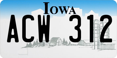 IA license plate ACW312