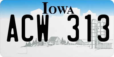 IA license plate ACW313