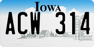 IA license plate ACW314