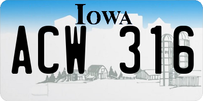 IA license plate ACW316