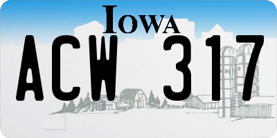 IA license plate ACW317