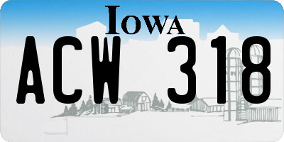 IA license plate ACW318