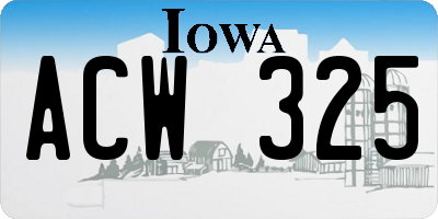 IA license plate ACW325