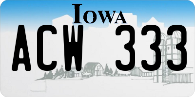 IA license plate ACW333