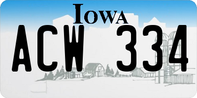 IA license plate ACW334