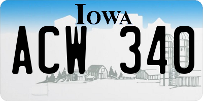 IA license plate ACW340