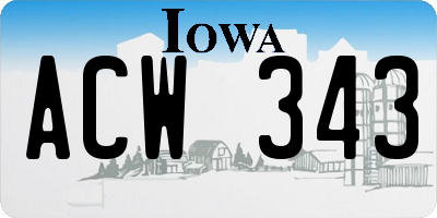 IA license plate ACW343