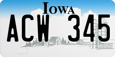 IA license plate ACW345