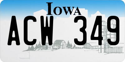 IA license plate ACW349