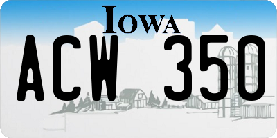 IA license plate ACW350