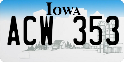 IA license plate ACW353