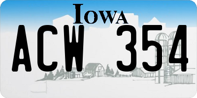 IA license plate ACW354