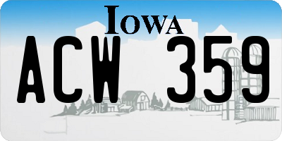 IA license plate ACW359