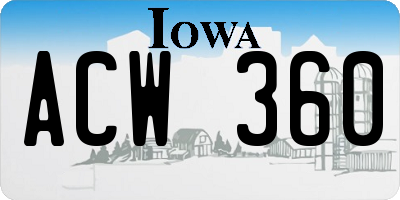 IA license plate ACW360