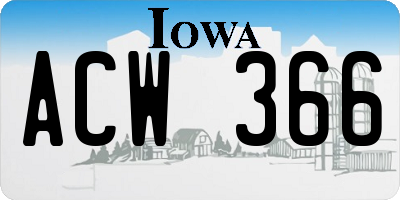 IA license plate ACW366