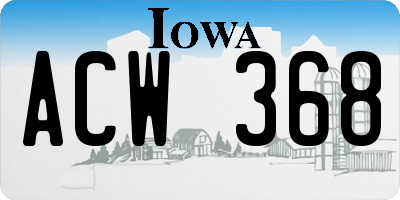 IA license plate ACW368