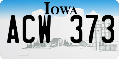IA license plate ACW373