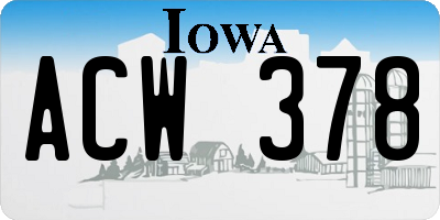 IA license plate ACW378