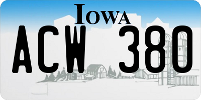 IA license plate ACW380