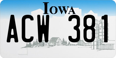 IA license plate ACW381