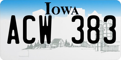 IA license plate ACW383