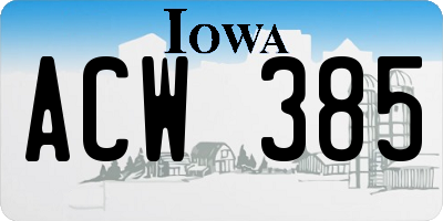 IA license plate ACW385