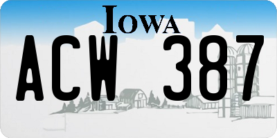 IA license plate ACW387
