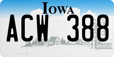 IA license plate ACW388