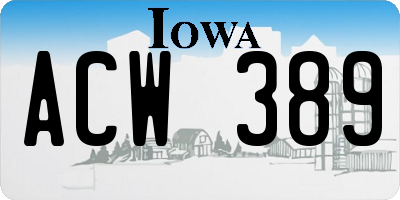 IA license plate ACW389