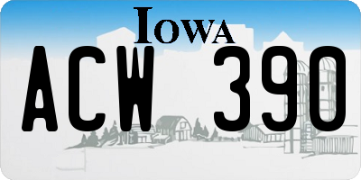 IA license plate ACW390