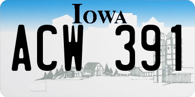 IA license plate ACW391