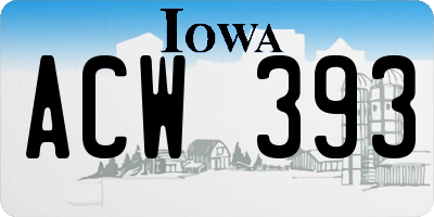 IA license plate ACW393