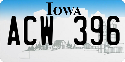 IA license plate ACW396