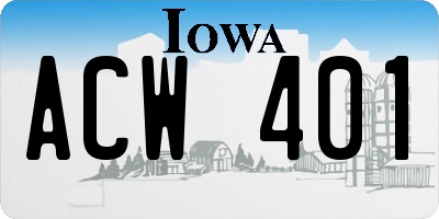 IA license plate ACW401