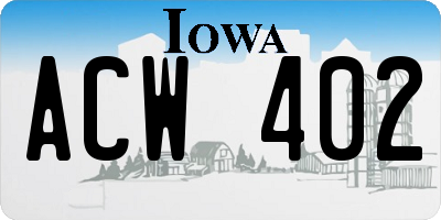 IA license plate ACW402