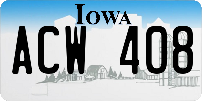 IA license plate ACW408