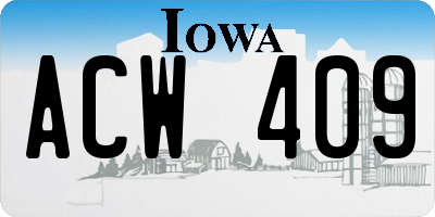 IA license plate ACW409