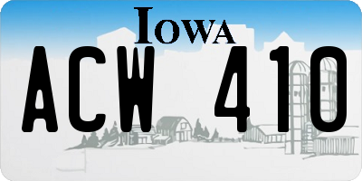 IA license plate ACW410