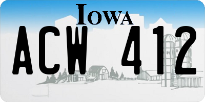 IA license plate ACW412