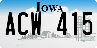 IA license plate ACW415