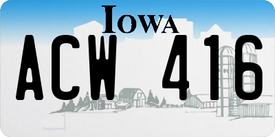 IA license plate ACW416