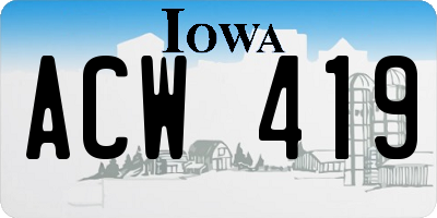 IA license plate ACW419