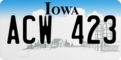 IA license plate ACW423