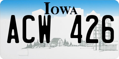 IA license plate ACW426