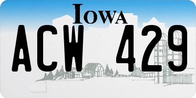 IA license plate ACW429
