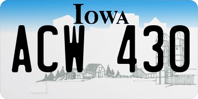 IA license plate ACW430