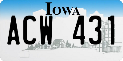 IA license plate ACW431
