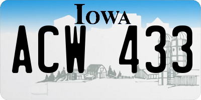 IA license plate ACW433